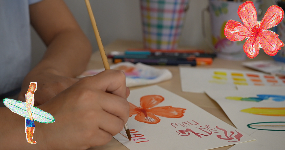 How to create a silk scarf design in watercolors? - Mali Collection