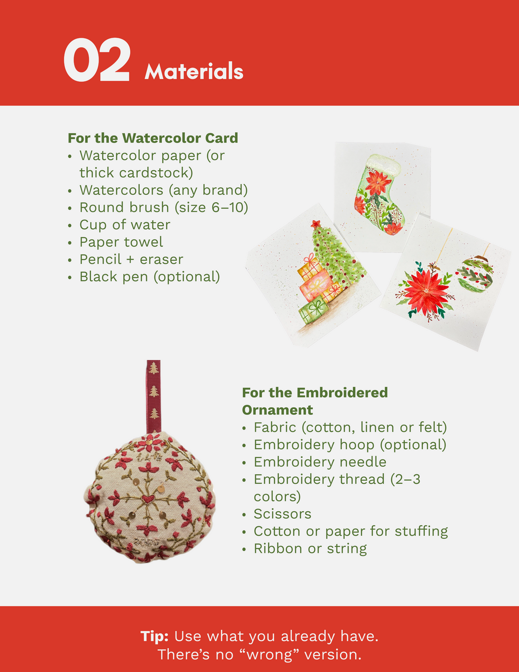 A Cozy Creative Holiday Kit: Paint Your Own Christmas Cards & Embroider Your Own Holiday Ornaments