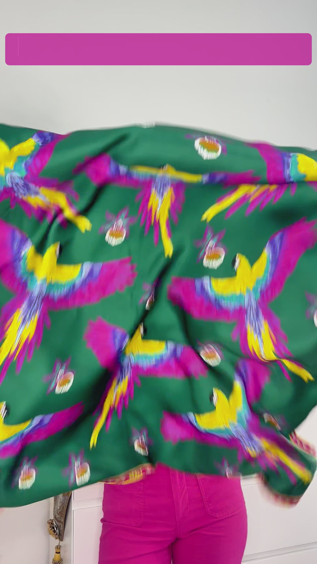 Emerald Haven Silk Scarf - Hand-Rolled Green Tropic Design